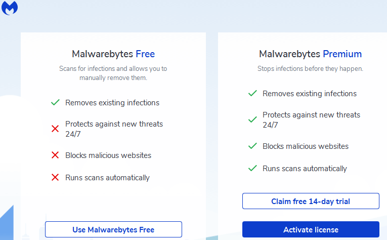 malwarebytes free version not working