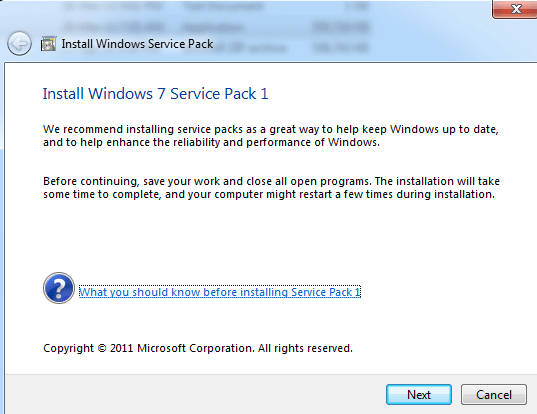 Windows 7 Service Pack 1 (SP1) Download offline installer