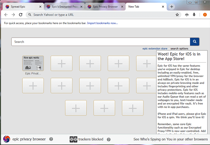 Epic Privacy Browser User Interface: Download Epic Browser