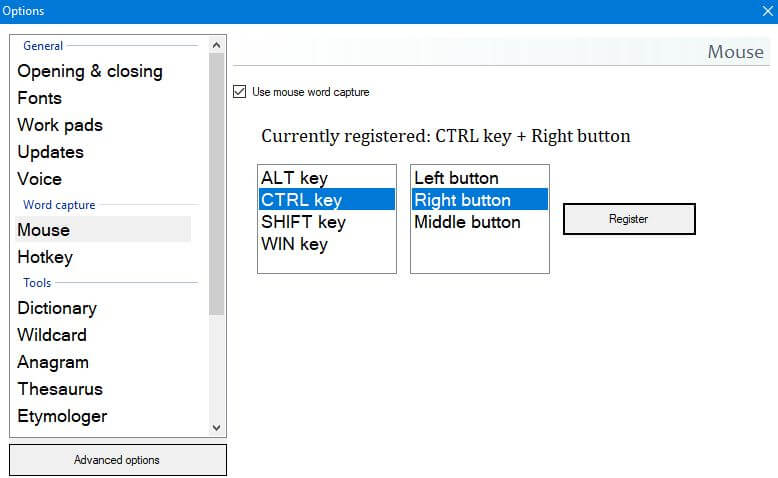 Options in The Sage Dictionary 