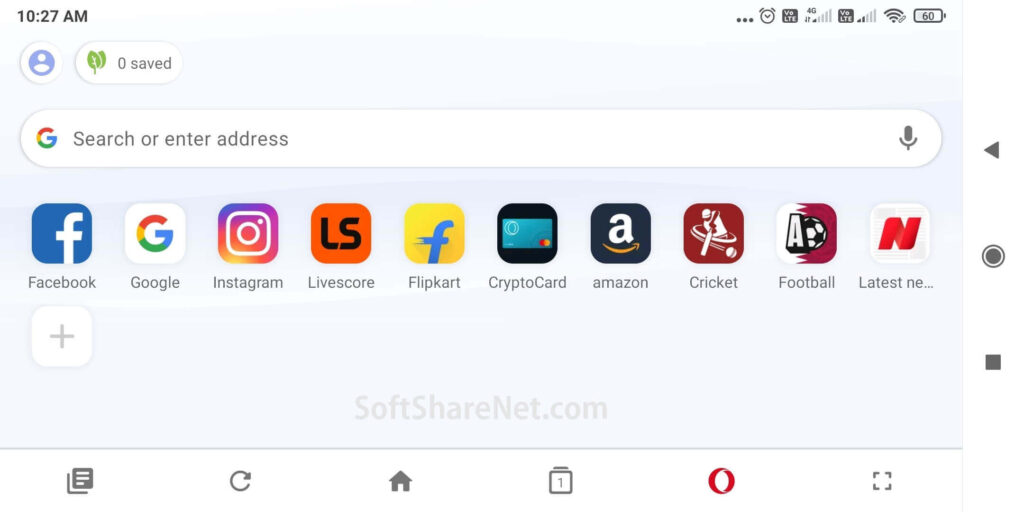 Download Opera Mini APK: interface of Opera Mini