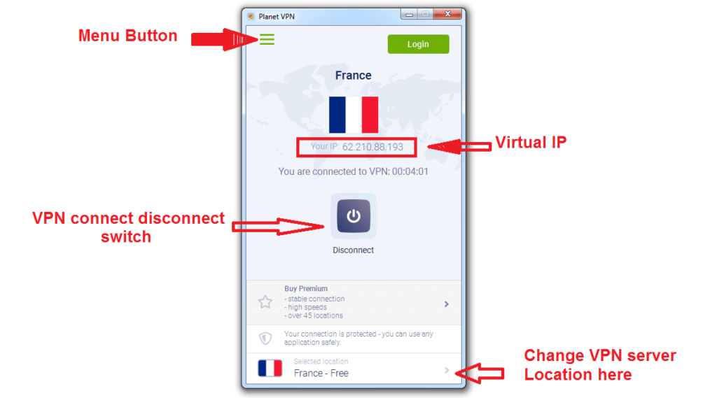 Planet VPN Dashboard with details