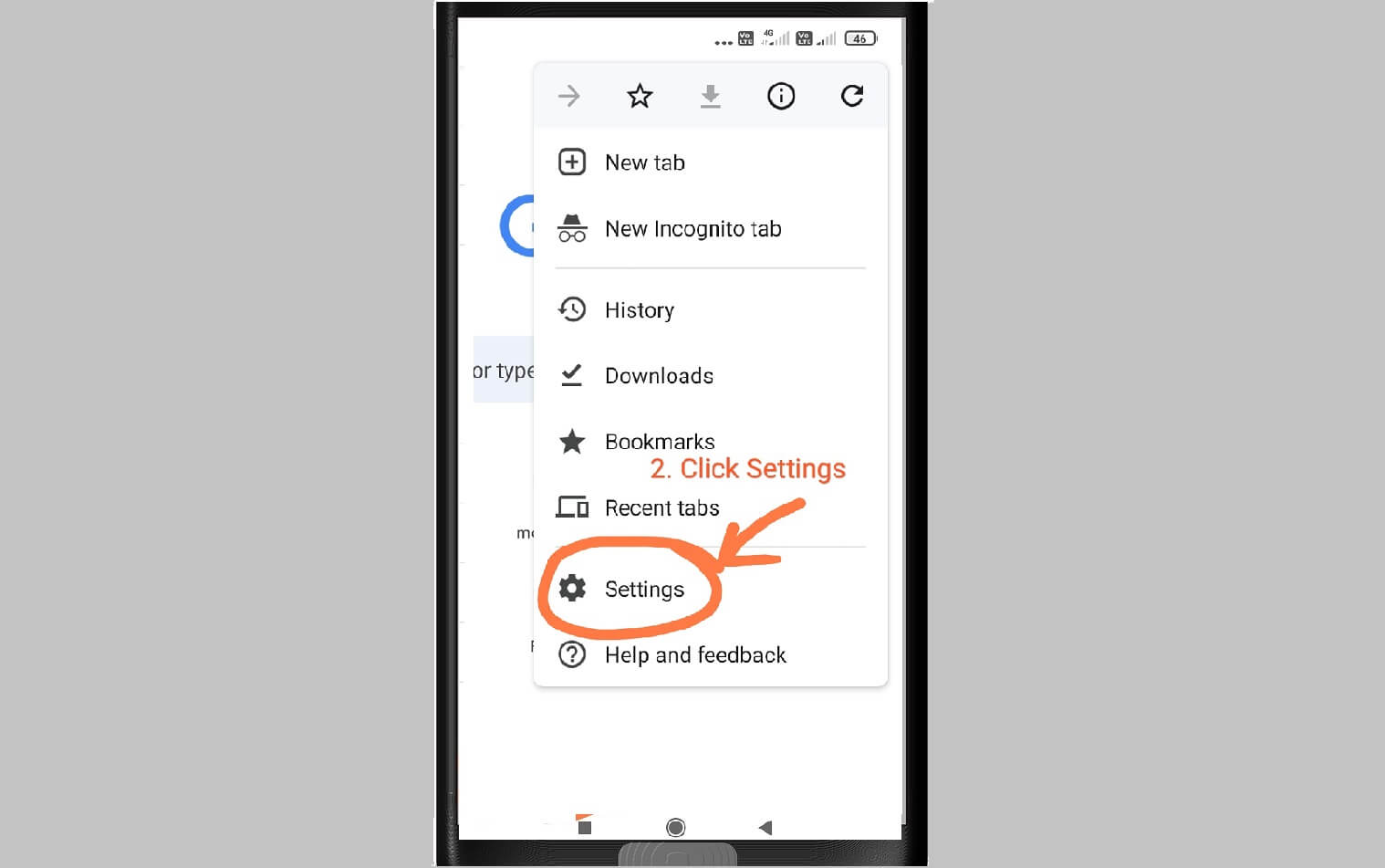 Download Google Chrome for Android: Settings Tab